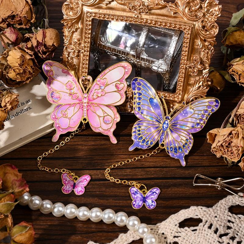 Student Reading Book Clip Vintage Butterfly Fan Metal Bookmark Hollow Flower Painting Bookmarks For Book Lovers Readers Gifts