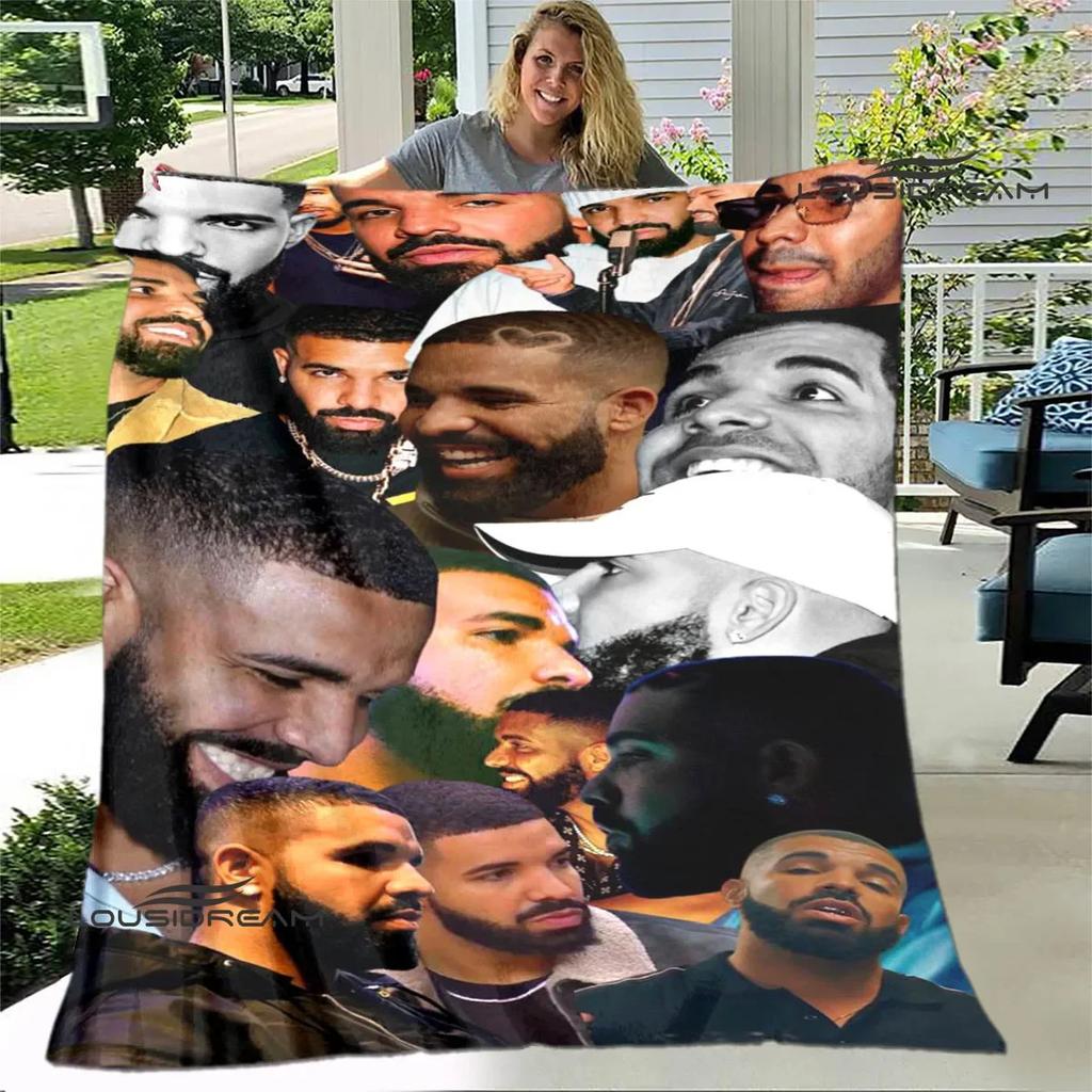 Rapper Drake Coperte Stampate 3D Calda Coperta in Flanella Morbida e Accogliente Coperte da Viaggio Fodere per Letto Regalo di Compleanno