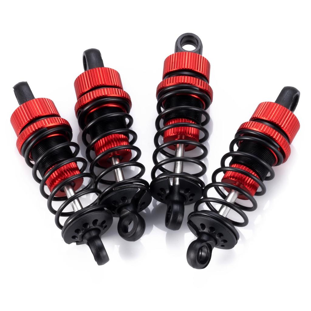 TRZX 4pcs RC Shock Absorbers, Front and Rear Shock Absorbers, 55mm and 62mm, Upgrade Parts for Tamiya TT02 1/10 RC Drift Car (62mm Red)