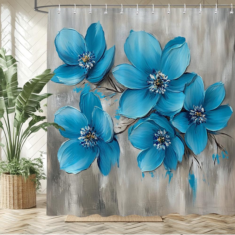 

Beautiful Flowers And Butterflies Shower Curtain Bath Curtain Printing Polyester Bathroom Curtains For Home Decoration Curtain W60H190(CM)-1 Pcs
