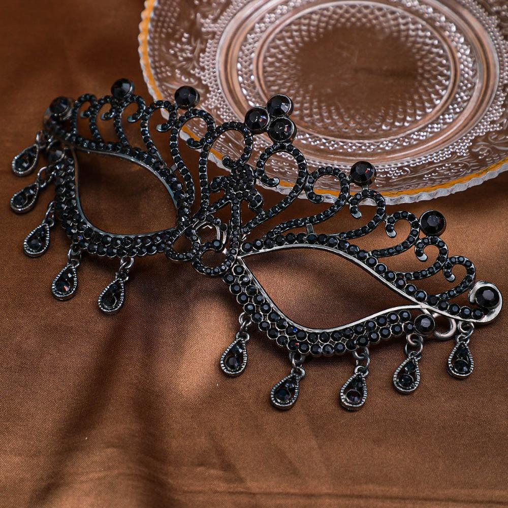Luxury Alloy Masquerade Mask Shiny Crystal Face Accessories Rhinestone Mask Rhinestone Decoration Bridal Mask Cosplay Party