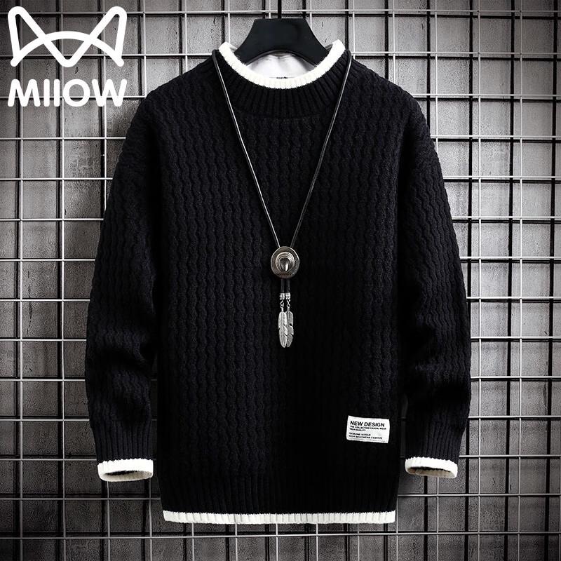 Maoren Men's Warm Round Neck Pullover Knit Sweater