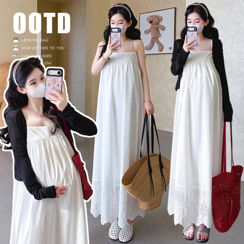 2026 Summer Plus Size Maternity Camisole Dress & Sun Protection Set M