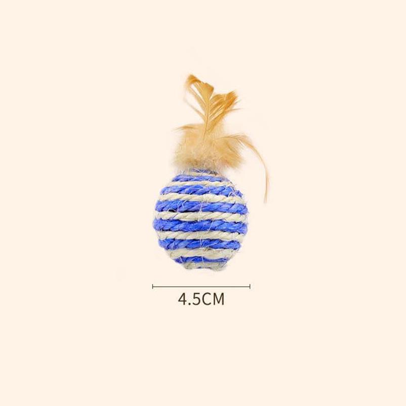 Cat Toy Ball Interactive Cat Scratcher Toys Play Chewing Rattle Scratch Natural Feather Ball Training Kitten Pet Supplies