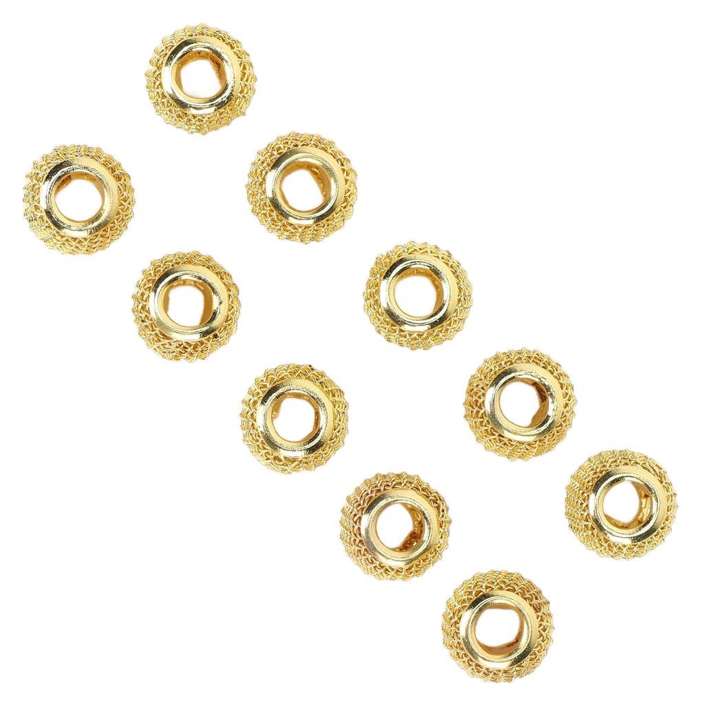 10pcs Beard Beads Metal Hollow Quick Hair Beard Dreadlocks for Hair Braids ExtensionsGold