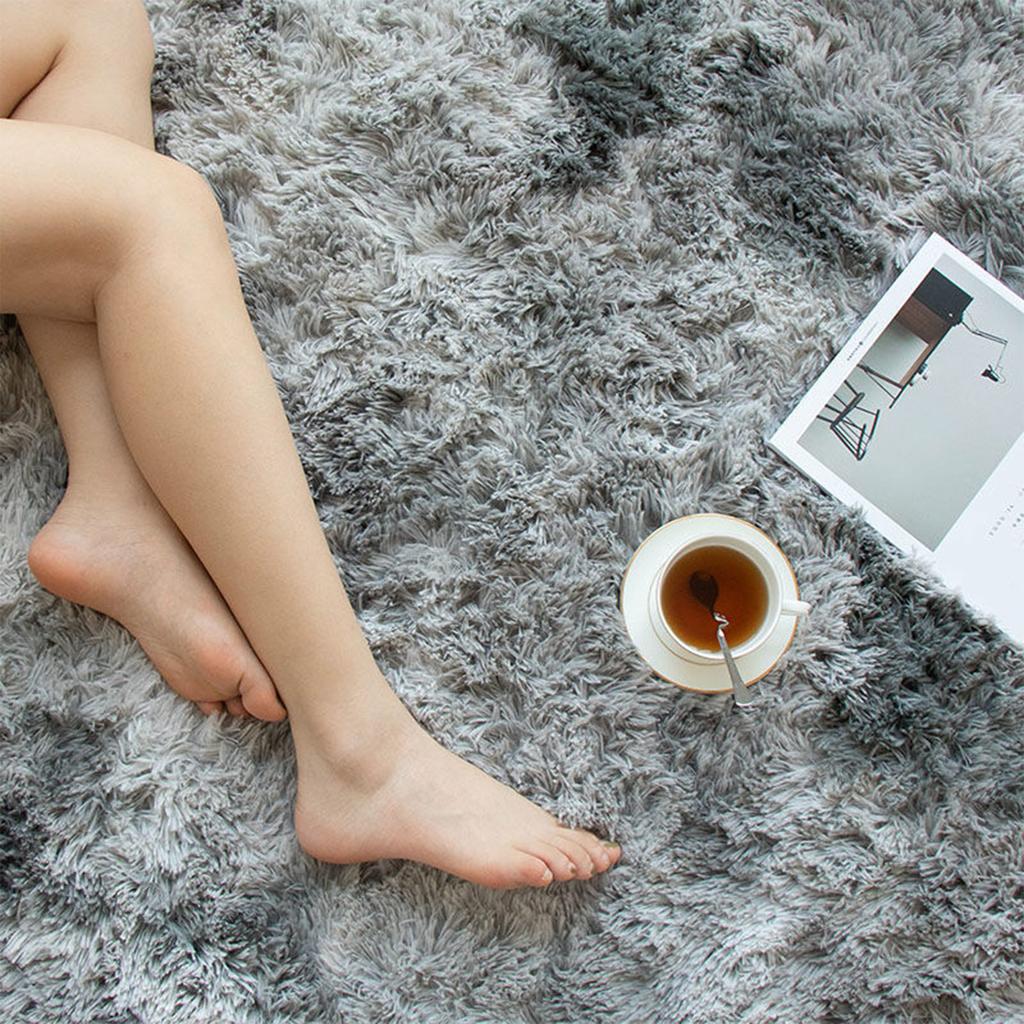 Tie Dye Shaggy Silk Wool Area Rug 40x60cm Modern Square Plush Carpet Soft Carpet for Living Room Bedroom Decor