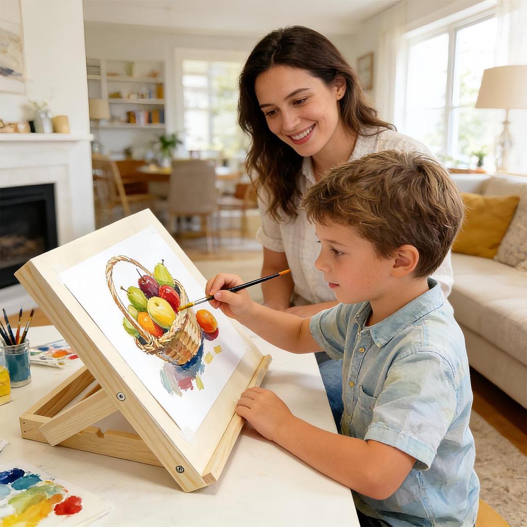 Desktop Easel for Painting Wooden Adjustable Angle Foldable Board Portable Tabletop Easels for Beginners Teens Artists Students