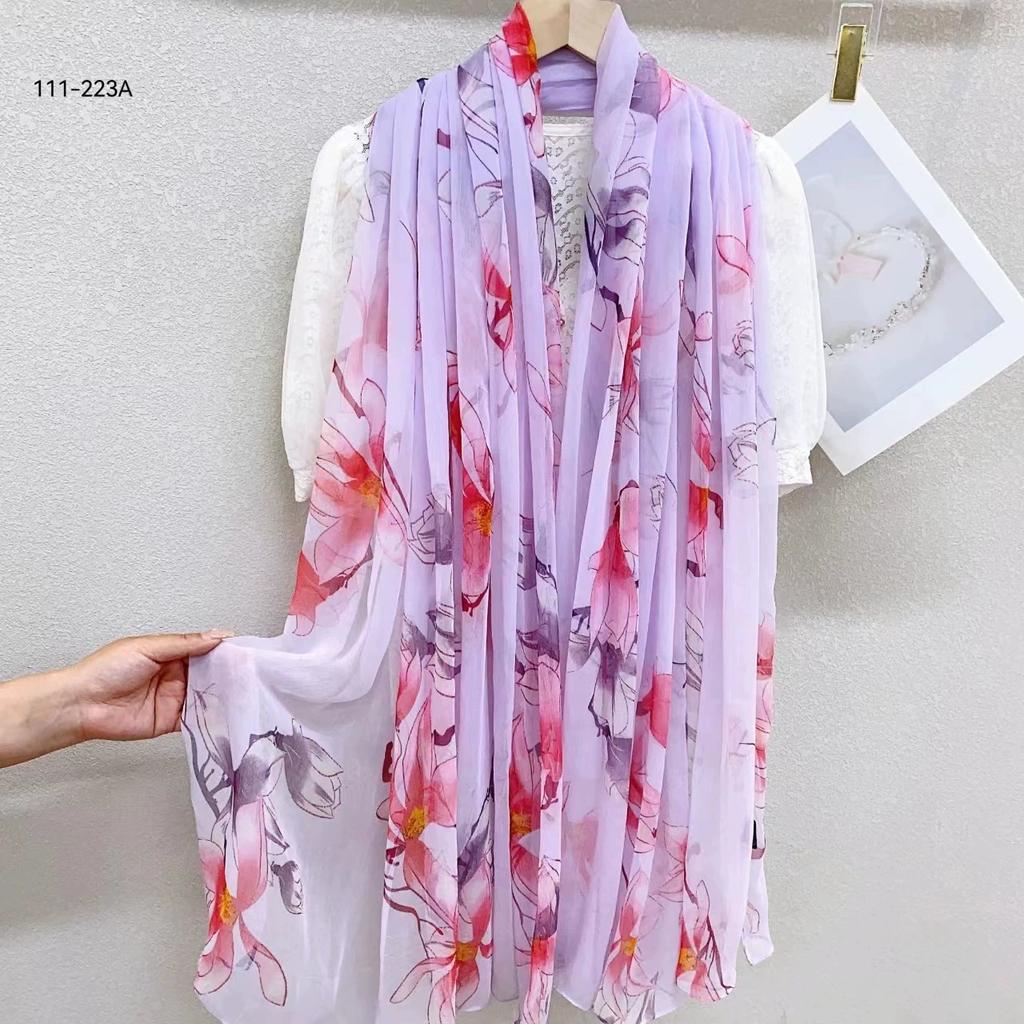 Silk Scarf Women Hijab Pashmina Long Beach Stoles Shawl Wrap Headbands Spring Warm Scarves Bandana Ladies Neckscarf Foulard