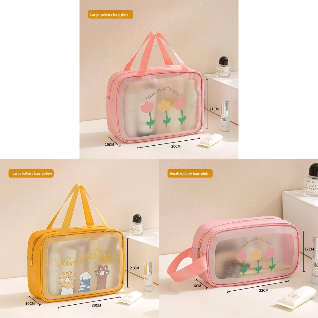Modern Minimalist Pvc Travel Toiletry Bag With Large Capacity For Cosmetics And Accessories