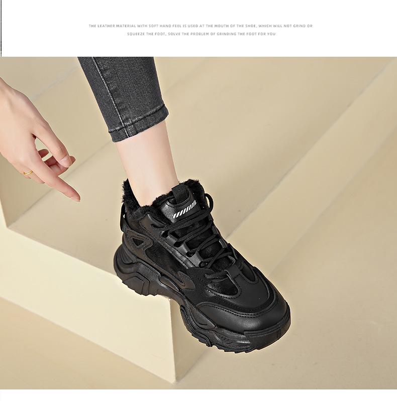 Damskie czarne ocieplane polarem buty robocze typu high-top ze stalowym noskiem