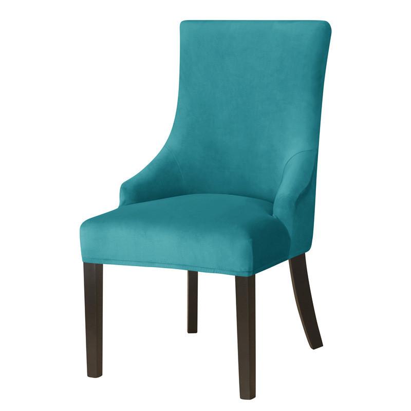 Stretch Velvet Wingback Chair Cover High Back Sloping Arm Dining Chairs Cover