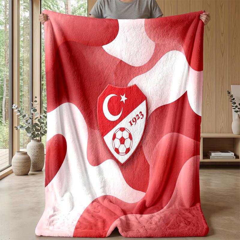 Turkey Football Printed Flannel Blanket Skin Friendly Warm Decorative Throw for Indoor Couch Bed Daily Use
