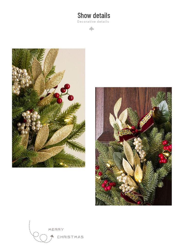 Rattan Christmas Wreath & Tree Set: 50/60/80CM Door Hanging & 2.7M Garland, Perfect for Holiday Window Décor