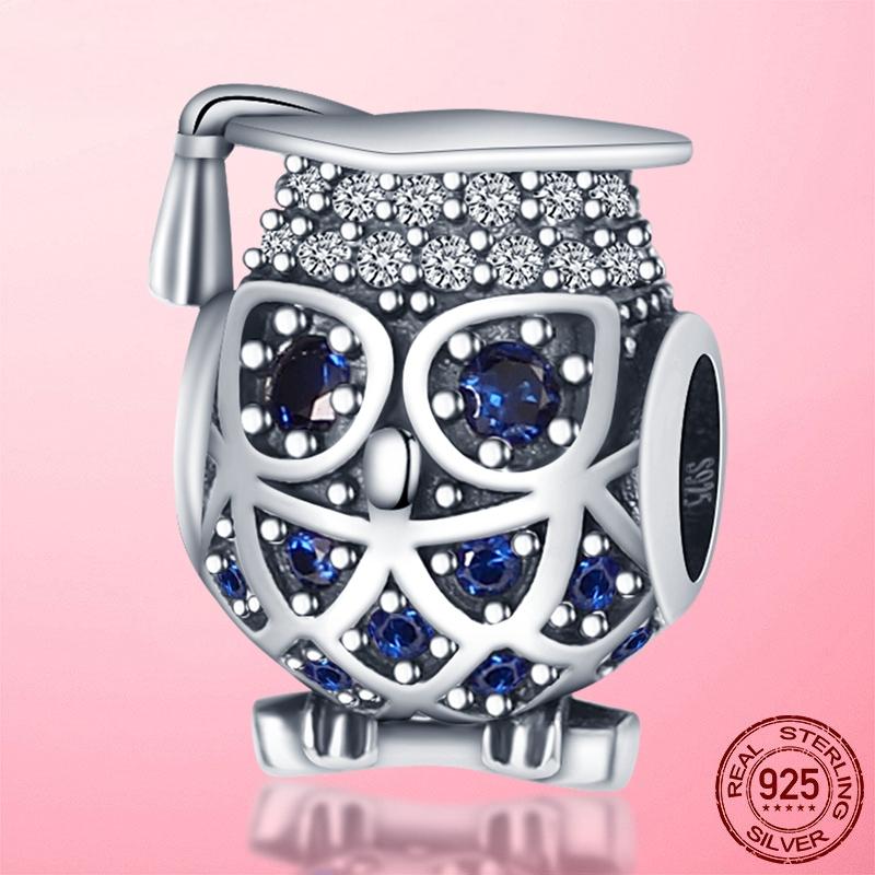 Authentic Design Owl Decorative Charms Genuine Copper Enamel Owl Nighthawk Charm Decorations Bead Elements Accessories Bracelets Metal Jewelry