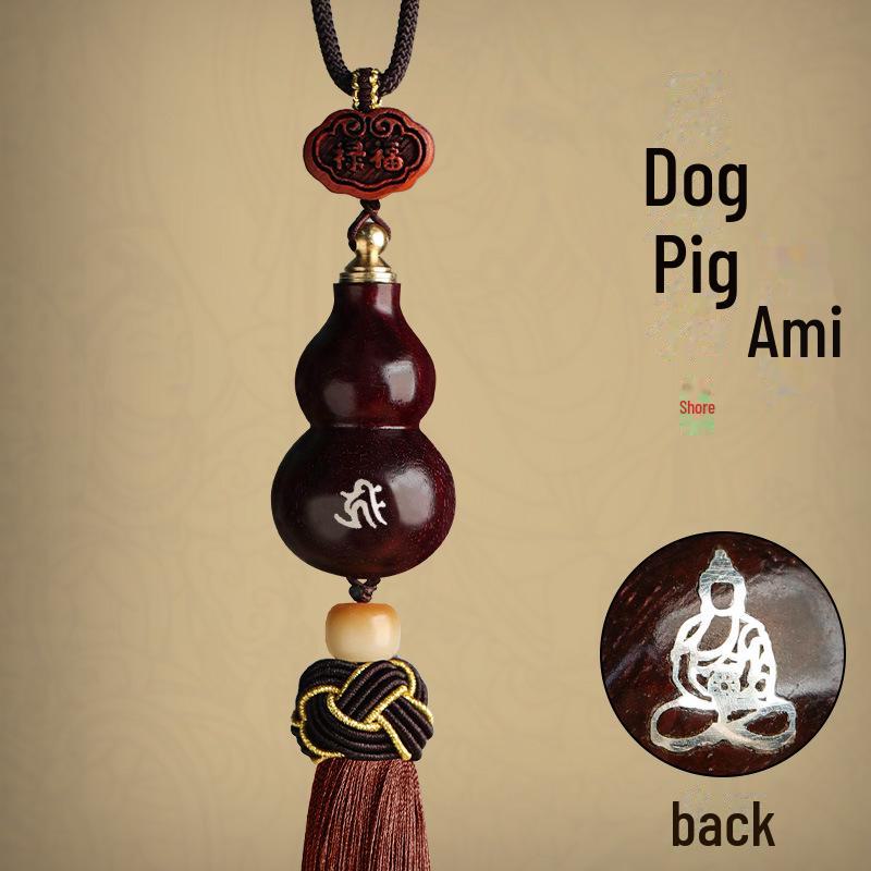 Red Sandalwood Gourd Car Pendant for Safe Travels - Unisex Rearview Mirror Charm