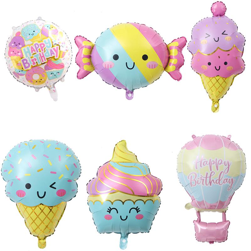 

1 комплект воздушных шаров в виде мороженого, пончики, конфеты, мороженое, тематические воздушные шары из майлара, день рождения, вечеринка, детский душ, летняя вечеринка на Гавайях, украшение as show
