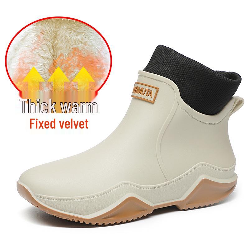 2025 Women's Cross-Border Fashion Waterproof Rain Boots - Short Tube, Off-Road, Thick-Soled, Lightweight Rubber Overshoes