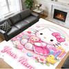 Crystal Velvet Rug Custom Name Text, Soft Non Slip Floor Mat Home DecorHello Kitty