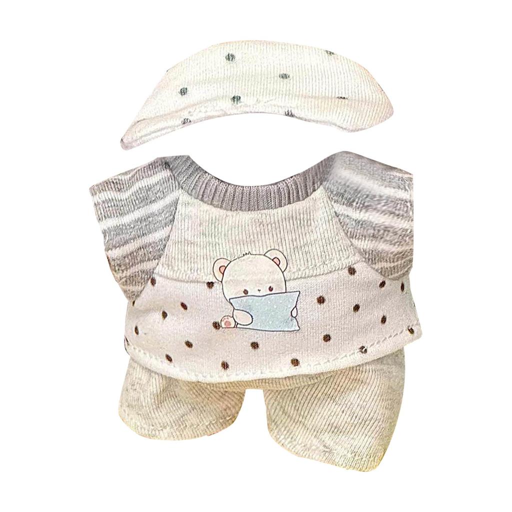 Doll Cloth Pendant Dress Bow Plaid Scarf Set  Plush Doll Dress