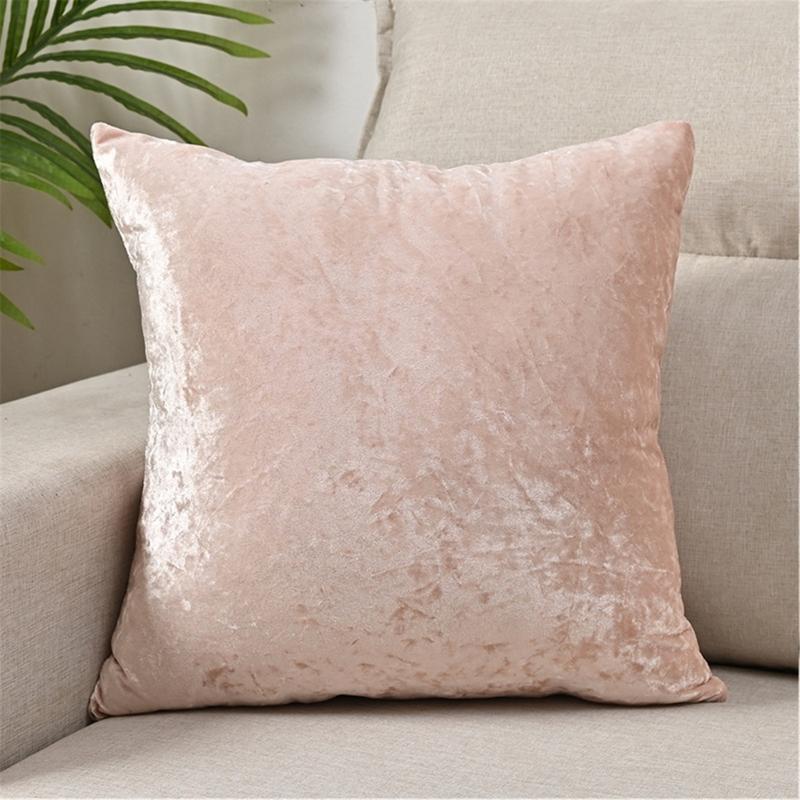 Elegant Solid Color Stretch Velvet Pillowcase Cushions Cover Easy to Install and Remove for Home Decoration 450x450mm