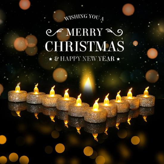 Tea Candle Flameless Smokeless Glitter Lightweight Shining LED Candle Light Christmas Decoration