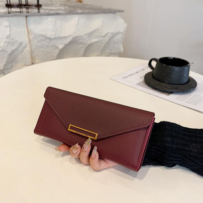Wallet female long model new Korean version simple thin large capacity multi-card position folding card bag wallet clutch bag