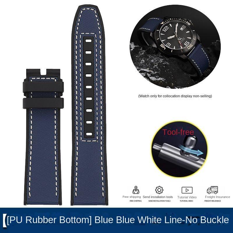 New Design Hybrid FKM Watch Strap for Mido Helmsman M005 M038.431 M038431a Quick Release Canvas Nylon Watchband Bracelet 22mm