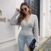 Fashion Women Sweater Autumn Winter V Neck Cutout Drop Shoulder Sleeve Waist Pullover Sizes S to L