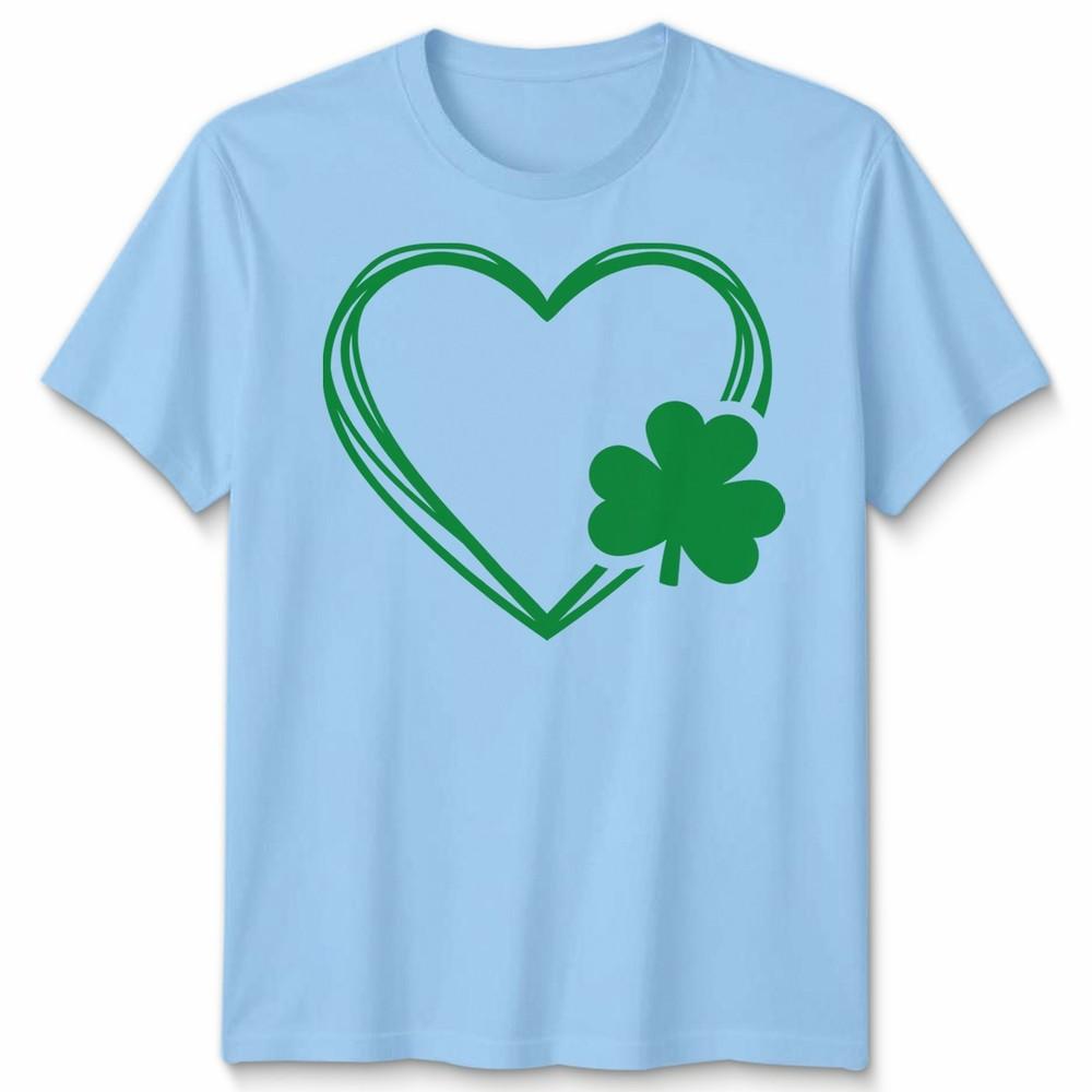 Unisexs Unisexs Saint Patricks Day Shamrock Heart Print Irish T Shirt Apparel S