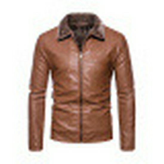 2025 Plush Men's PU Leather Jacket - Thickened, Versatile Lapel Coat for Autumn/Winter