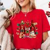 Christmas Lights Red Wine Glass Women Tshirt Fashion Christmas Drinking Party Tops Harajuku Casual Aesthetic Women Unisex Clothing