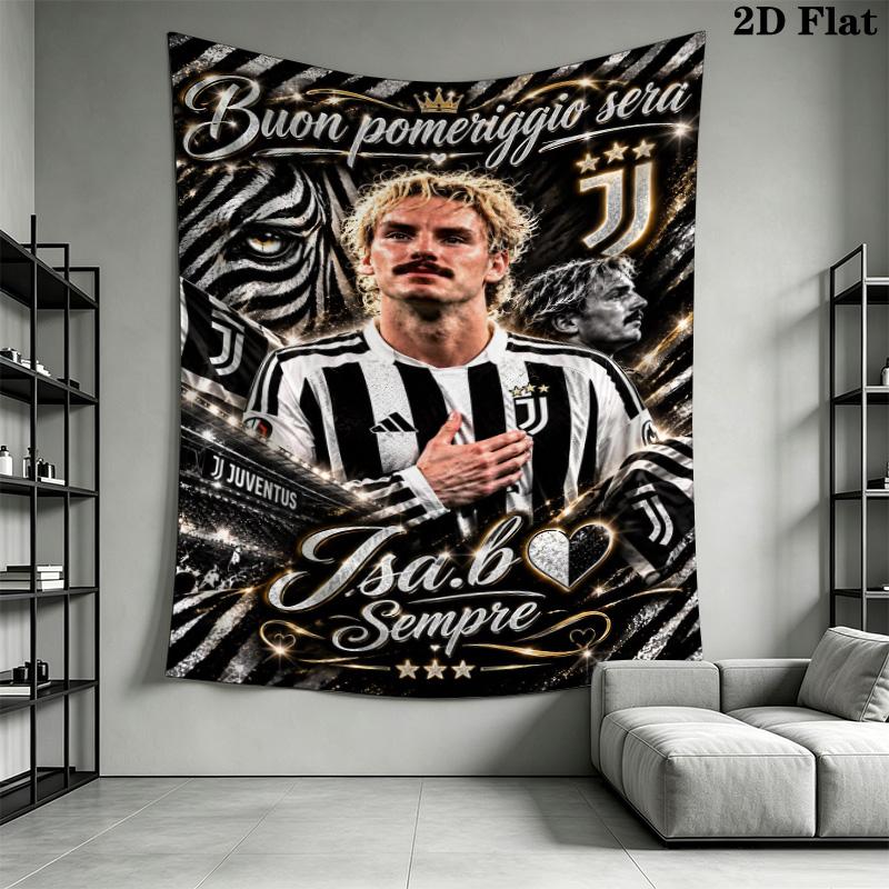 CR7 Career Milestone Tapestry, Multi Club Badge Ronaldo Stats Display Soccer Wall Art Decor