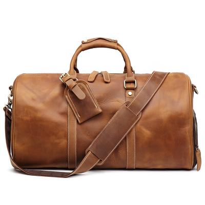 New Men's Genuine Leather Handheld Travel Bag, Crazy Horse Leather Single Shoulder Crossbody Bag, Women's Business Travel Luggage Bag