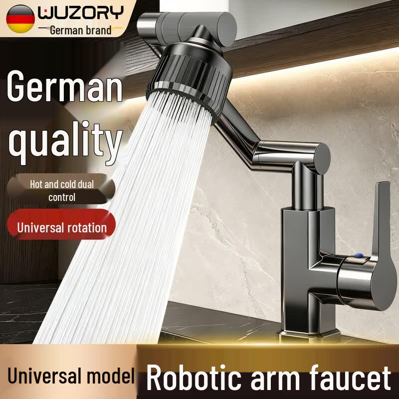 WUZORY Robotic Arm Hot & Cold Bathroom Faucet 20-Year Warranty