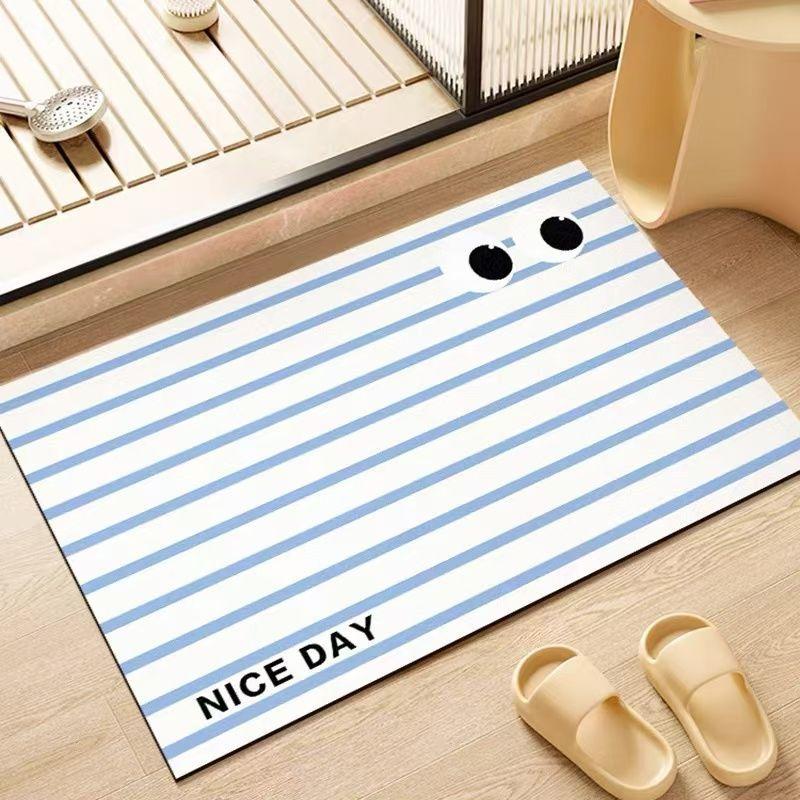 Simple Bathroom Floor Mat Painted Dopamine Toilet Bathroom Door Floor Mat Diatom Mud Water Absorption Quick Drying Foot Mat