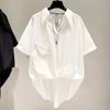 Irregular White Shirts for Women Summer Korean Style Loose Short-sleeved Tops