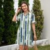 Women's Casual Loose Fit Shirt Dress Button Front Stand Collar Short Sleeve Polka Dot Patterned Dress for Everyday Wear
