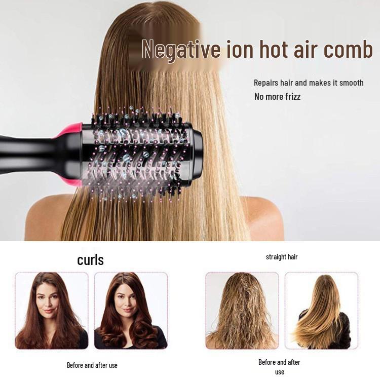 Hochleistungs 3-in-1 Heißluftbürste: Föhn, Lockenstab & Glätteisen