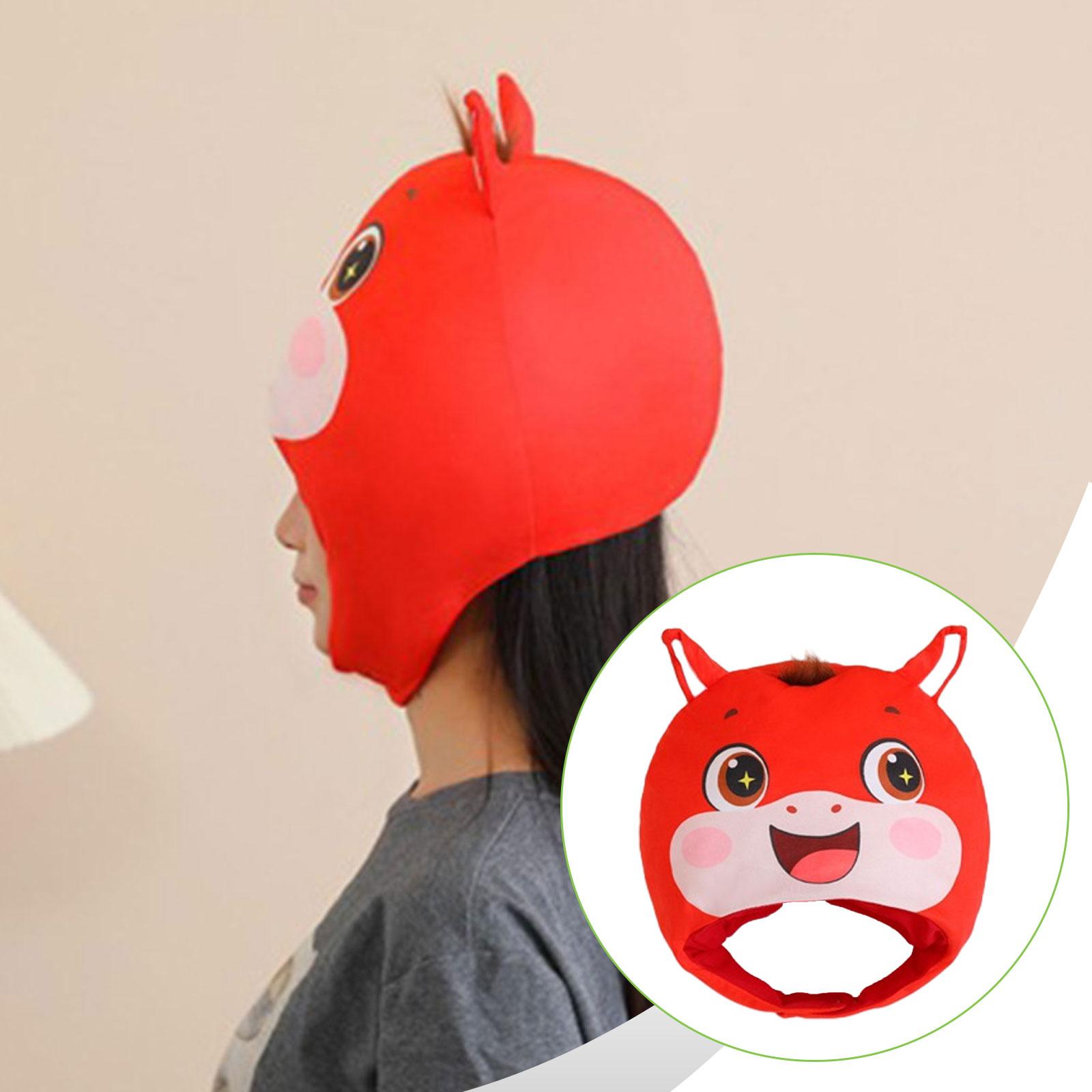 

Plush Horse Headgear Warm Party Costume Funny Animal Hat for Halloween Event Photo Prop Adults Kids червоний