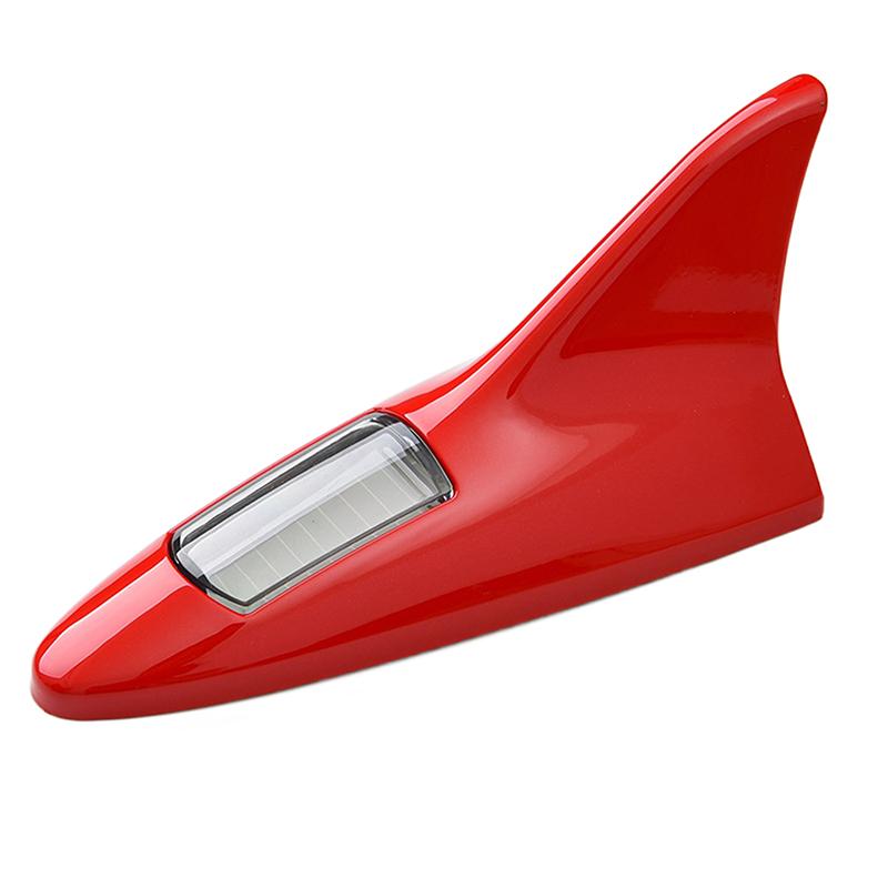 Universal Car Shark Fin Antenna Roof Tail Modification Light  with Solar LED Light Car Antenna Driving Safety Warning Light