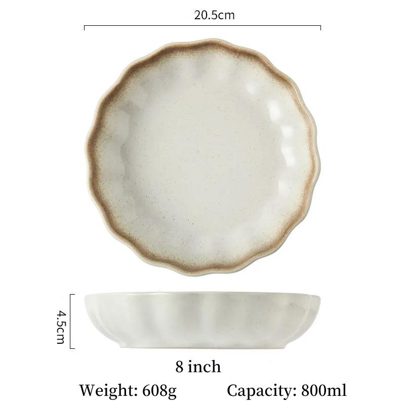 Prostota Czarny Okrągły Talerz Obiadowy do Sałatki Ceramiczna Taca na Deser Podszkliwna Naczynie do Zupy i Makaronu Antypoślizgowa Zastawa Stołowa Bezpieczna do Mikrofali