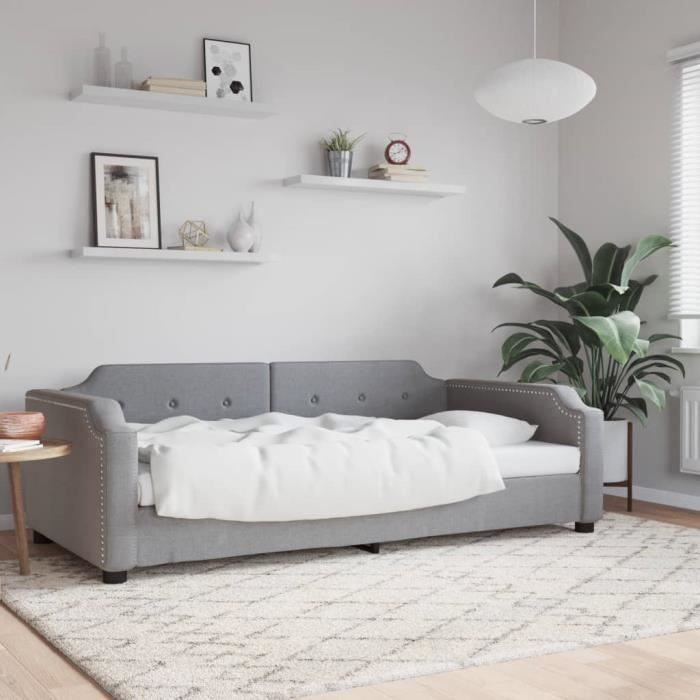 VidaXL Lit de repos gris clair 100x200 cm tissu 354210