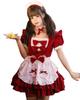 Milky Time Women's Lolita Maid Cosplay Dress, Short Sleeves, Ribbon, 4 Colors (Red)