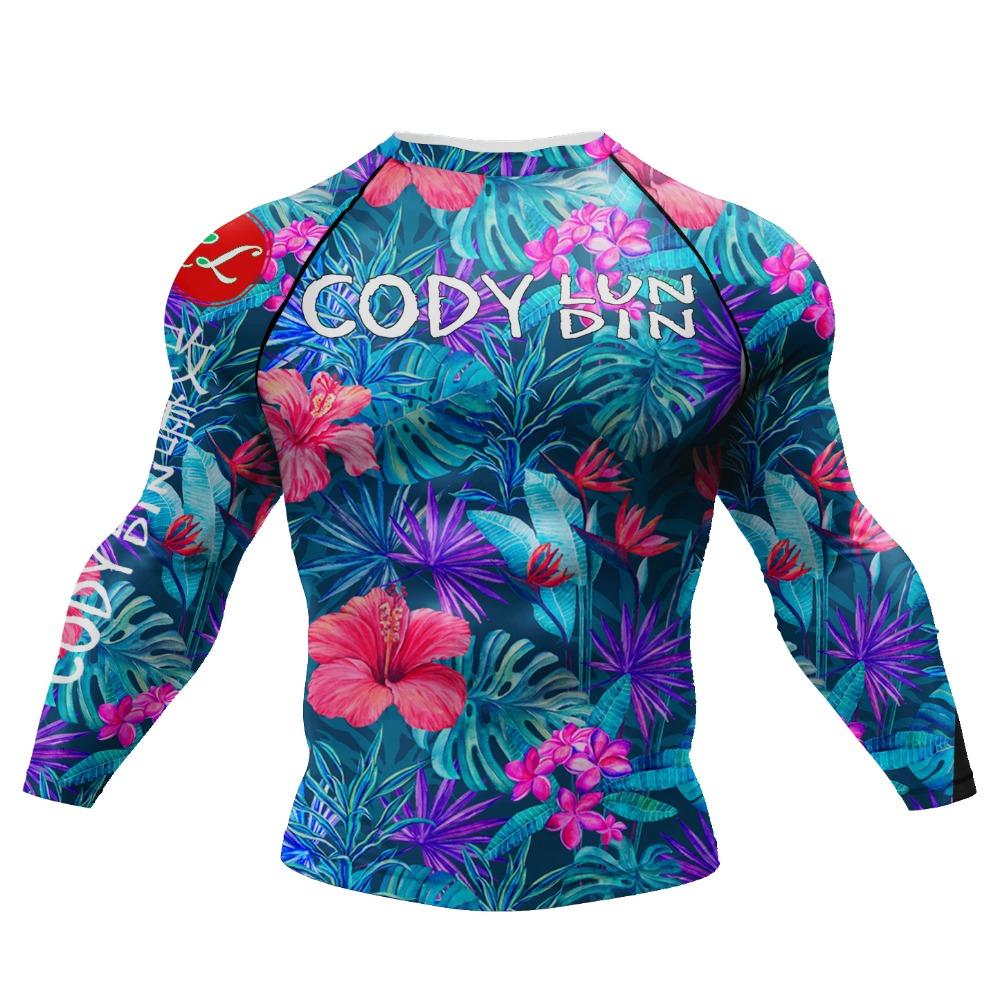 Cody Lundin Wrestling BJJ Jiu Jitsu Rash Guard For Men 3D Sublimation Tattoo Tight Long Sleeve kickBoxing Jersey