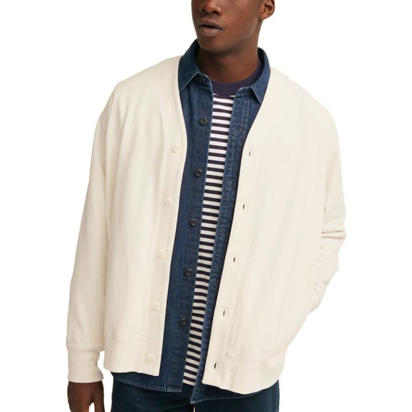 Uniqlo Loose Fit Long Sleeve Couple Casual Cardigan Sweater Unisex Tops Off-White 462199-01