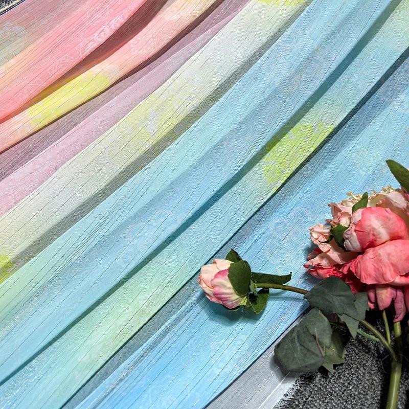 Ancient Flower Print Tulle Chiffon Fabric For DIY Hanfu Stage Dance Dress Costume Sewing Designer Fabric Decor Crafts 100x150cm