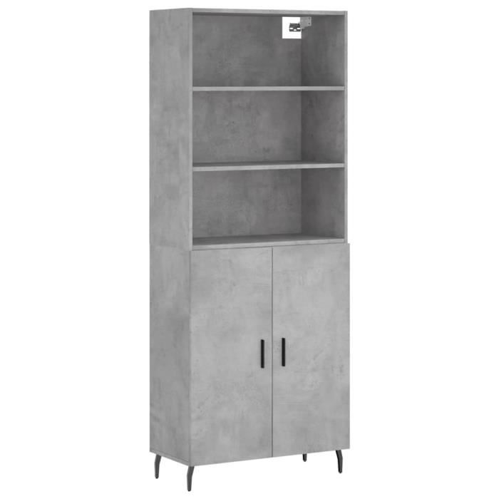 VidaXL Buffet haut Gris béton 69,5x34x180 cm Bois d'ingénierie 3189273