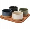 Deska Do Serwowania Bambusowa Z 4 Miseczkami Ceramicznymi