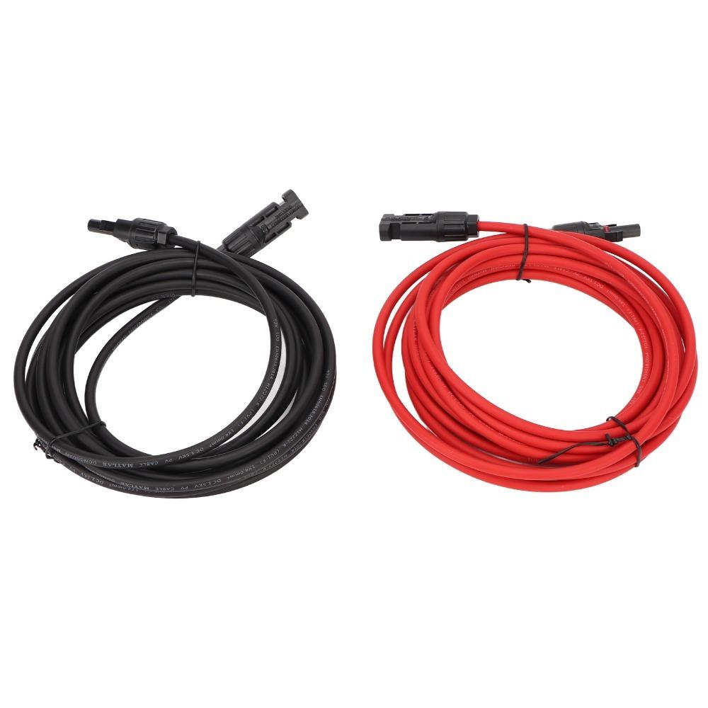 1 Pair 12AWG Solar Panel Wire 4mm² Black&Red Solar Adapter Extension Cable Solar Extension Cable Solar Panel Connection