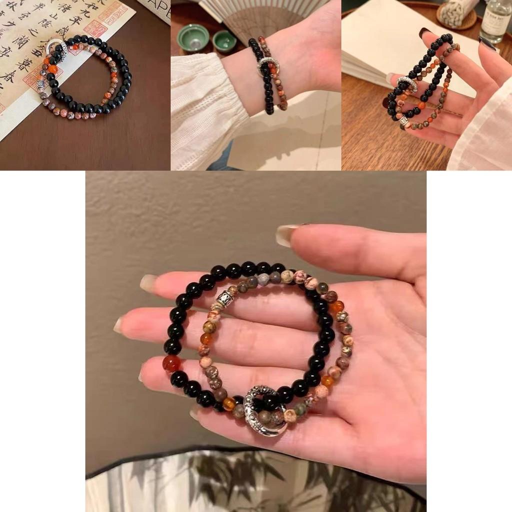 Handcrafted Geometric Beaded Bracelet With Natural Stones Unisex Vintage Ethnic Design